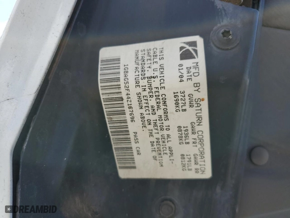 2004 Saturn ION with VIN 1G8AG52F44Z167696, listed as a Copart auction lot 69899914 with 196,095 mi miles and Salvage Title. Bid and sale history available at carsss.com. Image 14.