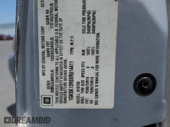 1999 GMC Denali z VIN 1GKEK13R6XR914411, wystawiony jako Copart lot #56063555 z przebiegiem 231 344 mil mil oraz Szkoda całkowita • Salvage title. Historia ofert i sprzedaży dostępna na DreamBid. Obrazek 13.