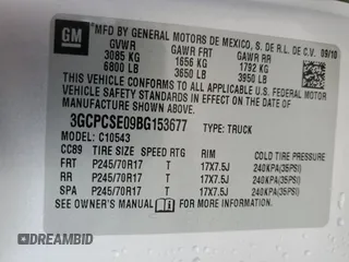 2011 Chevrolet Silverado 1500 LT with VIN 3GCPCSE09BG153677, listed as a Copart auction lot 51239145 with 190,606 mi miles and Salvage Title. Bid and sale history available at DreamBid. Image 12.