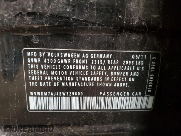 2011 Volkswagen Golf TDI z VIN WVWDM7AJ4BW329600, wystawiony jako Copart lot #42620015 z przebiegiem 116 990 mil mil oraz Szkoda całkowita • Salvage title. Historia ofert i sprzedaży dostępna na DreamBid. Obrazek 13.