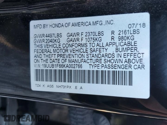 2019 Acura TLX w/A-Spec Pkg with VIN 19UUB1F66KA002766, listed as a Copart auction lot 83434034 with 61,626 mi miles and Salvage Title. Bid and sale history available at carsss.com. Image 14.