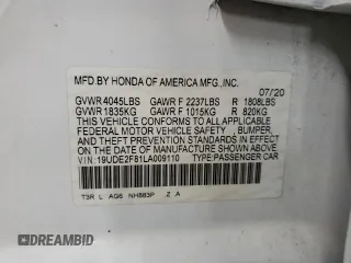 2020 Acura ILX w/Premium/A-SPEC Pkg with VIN 19UDE2F81LA009110, listed as a Copart auction lot 41711785 with 50,266 mi miles and Salvage Title. Bid and sale history available at carsss.com. Image 14.