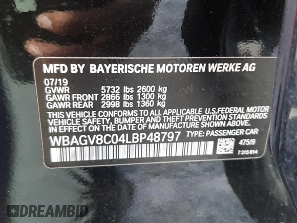 2020 BMW 8 Series M850i with VIN WBAGV8C04LBP48797, listed as a Copart auction lot 62884902 with 23,894 mi miles. Bid and sale history available at carsss.com. Image 10.
