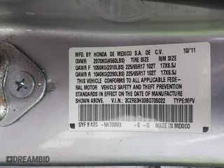 2011 Honda CR-V LX with VIN 3CZRE3H33BG705022, listed as a IAAI auction lot 41478133 with 78,183 mi miles. Bid and sale history available at carsss.com. Image 9.