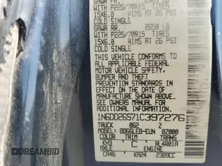 2001 Nissan Frontier XE z VIN 1N6DD26S71C397276, wystawiony jako Copart lot #60510325 z przebiegiem 190 273 mil mil oraz Szkoda całkowita • Salvage title. Historia ofert i sprzedaży dostępna na DreamBid. Obrazek 12.