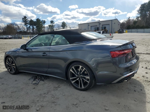2023 Audi S5 Cabriolet Premium Plus with VIN WAUW4GF54PN000605, listed as a Copart auction lot 50257325 with 15,299 mi miles and Salvage Title. Bid and sale history available at carsss.com. Image 2.