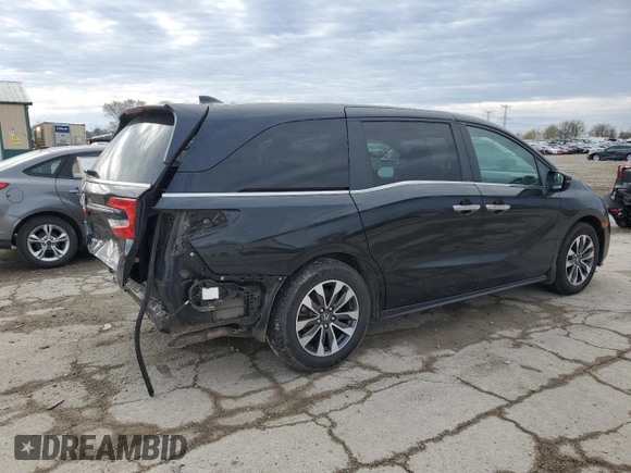 2022 Honda Odyssey EX-L with VIN 5FNRL6H70NB031177, listed as a Copart auction lot 51262515 with 53,629 mi miles and Salvage Title. Bid and sale history available at DreamBid. Image 3.