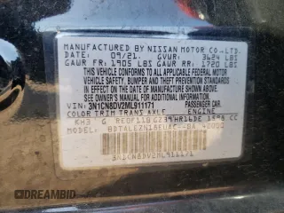 2021 Nissan Versa S z VIN 3N1CN8DV2ML911171, wystawiony jako Copart lot #84080294 z przebiegiem 49 397 mil mil oraz Szkody całkowita. Historia ofert i sprzedaży dostępna na DreamBid. Obrazek 12.
