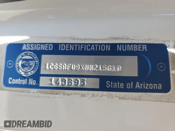 2022 Ram 1500 TRX with VIN 1C6SRFU9XNN215610, listed as a Copart auction lot 59362484 with 23,904 mi miles and Salvage title. Bid and sale history available at DreamBid. Image 12.
