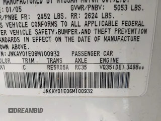 2006 Infiniti M with VIN JNKAY01E06M100932, listed as a IAAI auction lot 42429488 with Not provided miles and . Bid and sale history available at DreamBid. Image 9.