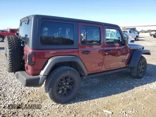 2021 Jeep Wrangler Unlimited Willys with VIN 1C4HJXDG9MW594591, listed as a Copart auction lot 81740454 with 48,070 mi miles and Salvage title. Bid and sale history available at DreamBid. Image 3.