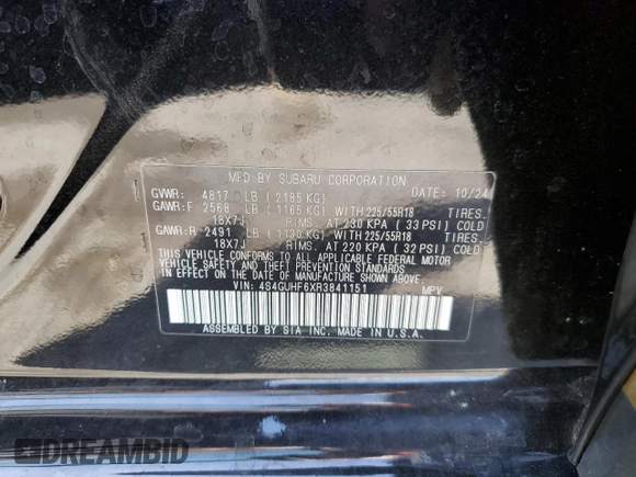 2024 Subaru Crosstrek Special Sports with VIN 4S4GUHF6XR3841151, listed as a Copart auction lot 60559975 with 6,671 mi miles and Salvage title. Bid and sale history available at DreamBid. Image 13.