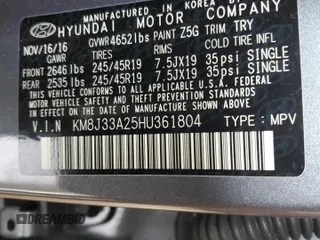 2017 Hyundai Tucson Sport z VIN KM8J33A25HU361804, wystawiony jako Copart lot #56558015 z przebiegiem 53 816 mil mil oraz Szkody całkowita. Historia ofert i sprzedaży dostępna na DreamBid. Obrazek 14.