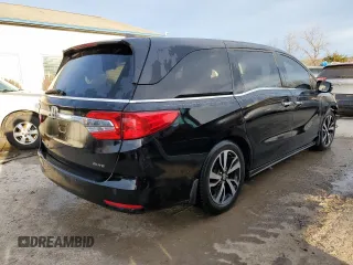 2019 Honda Odyssey Elite with VIN 5FNRL6H91KB052410, listed as a Copart auction lot 46517495 with 74,508 mi miles and Salvage Title. Bid and sale history available at DreamBid. Image 3.