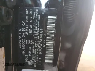 2022 Kia Rio S with VIN 3KPA25AD7NE481988, listed as a Copart auction lot 63875084 with Not Provided miles and Clean Title. Bid and sale history available at DreamBid. Image 12.