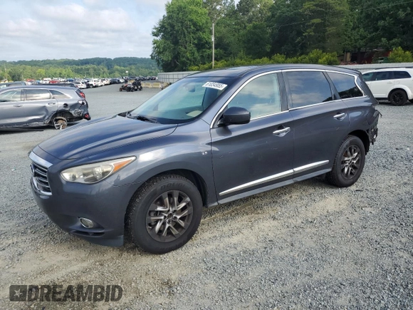 2014 Infiniti QX60 with VIN 5N1AL0MN7EC502748, listed as a Copart auction lot 61034955 with 174,278 mi miles and Salvage title. Bid and sale history available at DreamBid. Image 1.