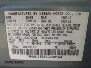 2003 Nissan Altima S with VIN 1N4AL11E63C232154, listed as a IAAI auction lot 41651258 with 235,455 mi miles. Bid and sale history available at carsss.com. Image 9.