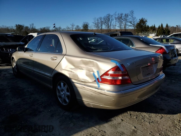 2002 Mercedes-Benz S-Class 4.3L with VIN WDBNG70J32A289860, listed as a Copart auction lot 85976544 with 129,617 mi miles and Salvage Title. Bid and sale history available at carsss.com. Image 2.