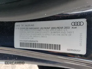2016 Audi A7 3.0 Prestige with VIN WAU2GAFC2GN004279, listed as a Copart auction lot 42432424 with 108,269 mi miles. Bid and sale history available at carsss.com. Image 12.