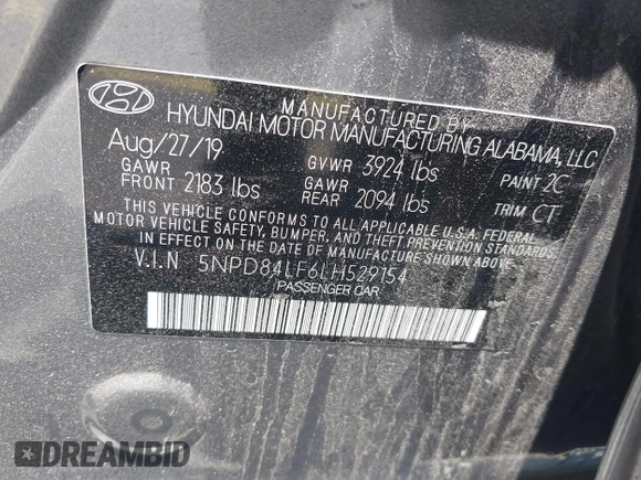 2020 Hyundai Elantra SEL z VIN 5NPD84LF6LH529154, wystawiony jako IAAI lot #39502750 z przebiegiem 101 695 mil mil oraz . Historia ofert i sprzedaży dostępna na DreamBid. Obrazek 9.