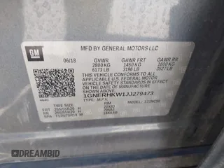 2018 Chevrolet Traverse LT Leather with VIN 1GNERHKW1JJ279473, listed as a IAAI auction lot 41151603 with 96,817 mi miles. Bid and sale history available at carsss.com. Image 9.