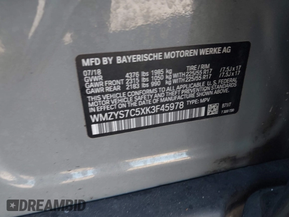 2019 MINI Countryman Cooper z VIN WMZYS7C5XK3F45978, wystawiony jako IAAI lot #42388194 z przebiegiem 62 725 mil mil oraz . Historia ofert i sprzedaży dostępna na DreamBid. Obrazek 9.
