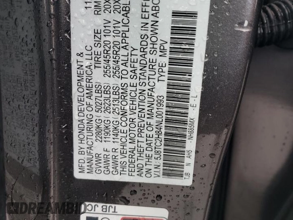 2022 Acura RDX PMC Edition with VIN 5J8TC2H84NL001993, listed as a Copart auction lot 42519594 with 28,250 mi miles. Bid and sale history available at carsss.com. Image 14.