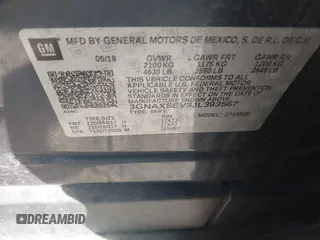 2018 Chevrolet Equinox LT with VIN 3GNAXSEV3JL393567, listed as a IAAI auction lot 40687133 with 60,658 mi miles. Bid and sale history available at carsss.com. Image 9.