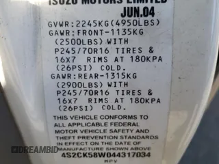 2004 Isuzu Rodeo S z VIN 4S2CK58W044317034, wystawiony jako Copart lot #42401765 z przebiegiem 110 639 mil mil oraz Szkoda całkowita • Salvage title. Historia ofert i sprzedaży dostępna na DreamBid. Obrazek 15.