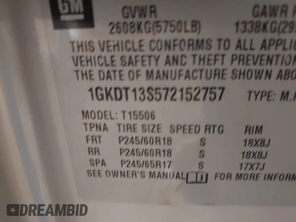 2007 GMC Envoy SLE z VIN 1GKDT13S572152757, wystawiony jako IAAI lot #42095239 z przebiegiem 50 510 mil mil oraz . Historia ofert i sprzedaży dostępna na DreamBid. Obrazek 9.