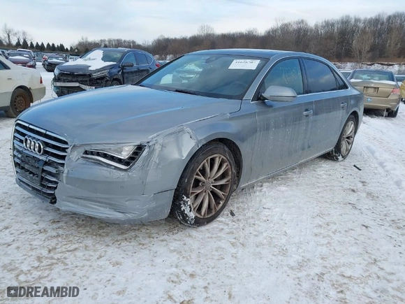 2012 Audi A8 L with VIN WAURVAFD8CN017206, listed as a IAAI auction lot 41626707 with 138,922 mi miles. Bid and sale history available at carsss.com. Image 2.
