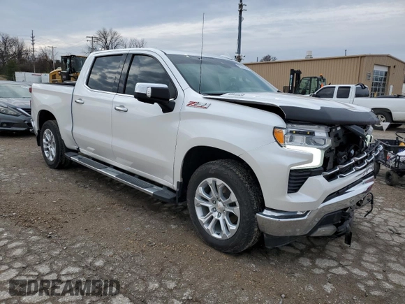 2023 Chevrolet Silverado 1500 LTZ with VIN 3GCUDGE87PG355184, listed as a Copart auction lot 85741044 with 44,075 mi miles and Salvage Title. Bid and sale history available at carsss.com. Image 4.