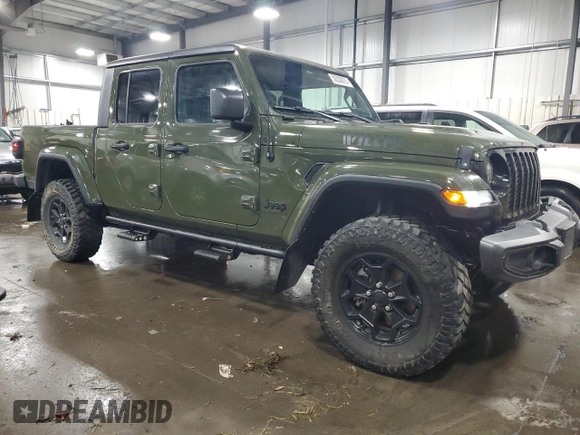 2021 Jeep Gladiator Willys z VIN 1C6HJTAG4ML615353, wystawiony jako Copart lot #59330675 z przebiegiem 40 353 mil mil oraz Szkoda całkowita • Salvage title. Historia ofert i sprzedaży dostępna na DreamBid. Obrazek 4.