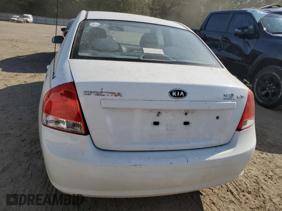 2009 Kia Spectra LX with VIN KNAFE221295606992, listed as a Copart auction lot 72767494 with 163,041 mi miles and Salvage Title. Bid and sale history available at carsss.com. Image 6.