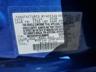 2014 Nissan Versa SV with VIN 3N1CN7AP1EL850025, listed as a Copart auction lot 52636905 with Not Provided miles and Salvage Title. Bid and sale history available at DreamBid. Image 14.