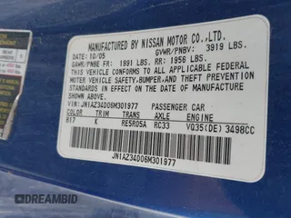 2006 Nissan 350Z Touring with VIN JN1AZ34D06M301977, listed as a IAAI auction lot 42142187 with 165,336 mi miles and . Bid and sale history available at DreamBid. Image 9.