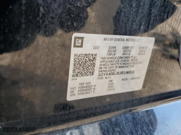 2018 Cadillac Escalade Luxury with VIN 1GYS4BKJ0JR196916, listed as a Copart auction lot 79569914 with 61,650 mi miles and Salvage Title. Bid and sale history available at carsss.com. Image 14.