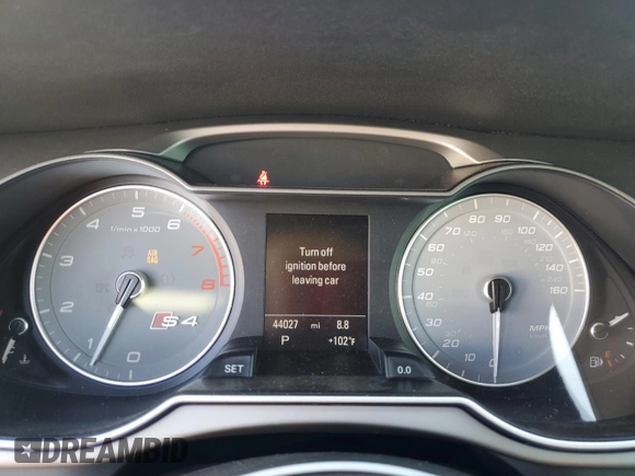 2015 Audi S4 Premium Plus with VIN WAUBGAFL9FA013731, listed as a Copart auction lot 86951844 with 44,027 mi miles and Salvage Title. Bid and sale history available at carsss.com. Image 9.