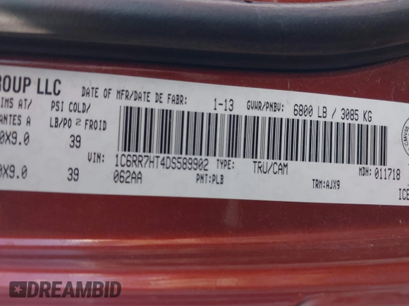 2013 Ram 1500 Sport с VIN 1C6RR7HT4DS589902, выставлен на аукционе IAAI как лот 41835863 с пробегом 150 407 миль миль и . История ставок и продаж доступна на DreamBid. Изображение 9.
