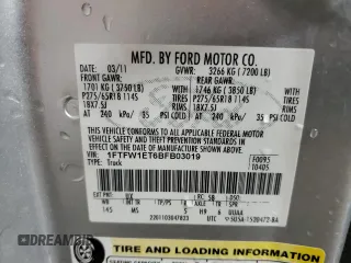2011 Ford F-150 XLT with VIN 1FTFW1ET6BFB03019, listed as a Copart auction lot 62326295 with 202,603 mi miles and Salvage title. Bid and sale history available at DreamBid. Image 13.