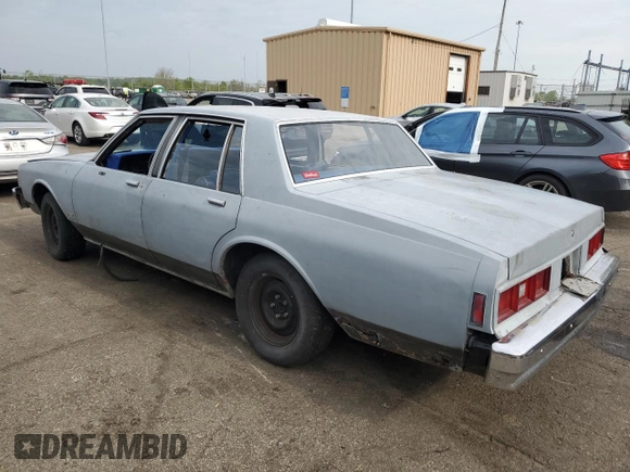 1984 Chevrolet Impala z VIN 2G1AL69H4E9168804, wystawiony jako Copart lot #55232275 z przebiegiem 75 318 mil mil oraz Czysty tytuł • Clean title. Historia ofert i sprzedaży dostępna na DreamBid. Obrazek 2.