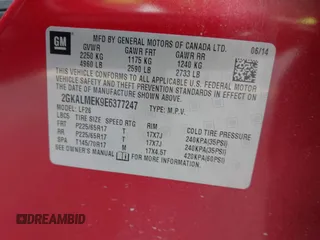 2014 GMC Terrain SLE с VIN 2GKALMEK9E6377247, выставлен на аукционе IAAI как лот 42656196 с пробегом 146 305 миль миль и . История ставок и продаж доступна на DreamBid. Изображение 9.