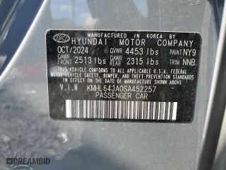 2025 Hyundai Sonata SEL with VIN KMHL64JA0SA452257, listed as a Copart auction lot 51707865 with 25,544 mi miles and Clean Title. Bid and sale history available at carsss.com. Image 13.