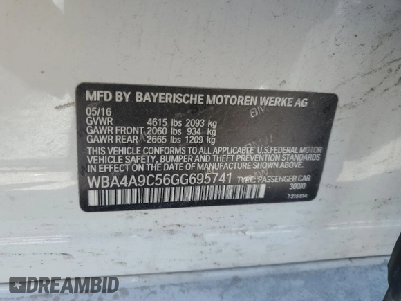 2016 BMW 4 Series 428i z VIN WBA4A9C56GG695741, wystawiony jako Copart lot #59019255 z przebiegiem 99 566 mil mil oraz Czysty tytuł • Clean title. Historia ofert i sprzedaży dostępna na DreamBid. Obrazek 12.