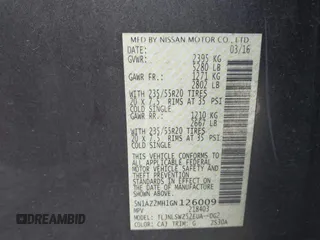 2016 Nissan Murano S z VIN 5N1AZ2MH1GN126009, wystawiony jako IAAI lot #42317308 z przebiegiem 95 820 mil mil oraz . Historia ofert i sprzedaży dostępna na DreamBid. Obrazek 9.