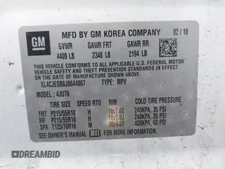2018 Buick Encore Preferred with VIN KL4CJESB8JB644867, listed as a IAAI auction lot 41743106 with 109,821 mi miles. Bid and sale history available at carsss.com. Image 9.