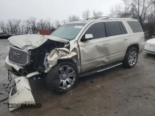 2015 GMC Yukon Denali with VIN 1GKS2CKJ3FR592707, listed as a Copart auction lot 47581575 with 121,326 mi miles and Salvage Title. Bid and sale history available at carsss.com. Image 1.