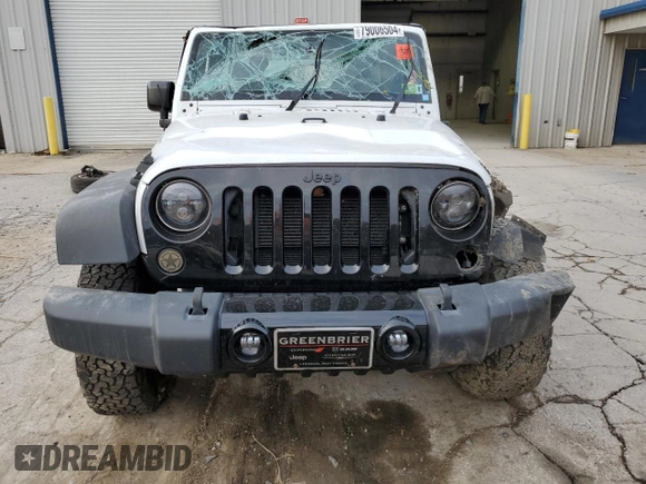 2017 Jeep Wrangler Willys Wheeler with VIN 1C4AJWAG7HL589574, listed as a Copart auction lot 79006504 with 117,075 mi miles and Salvage Title. Bid and sale history available at DreamBid. Image 5.