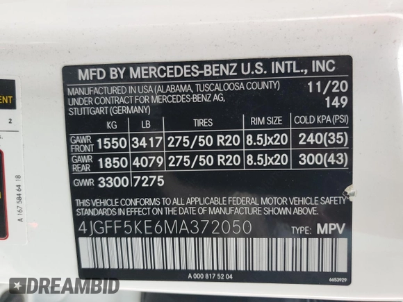 2021 Mercedes-Benz GLS 450 with VIN 4JGFF5KE6MA372050, listed as a Copart auction lot 66987174 with 78,528 mi miles and Salvage Title. Bid and sale history available at DreamBid. Image 13.