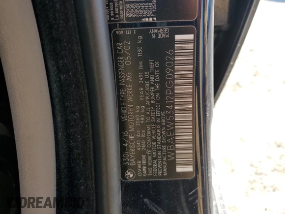 2002 BMW 3 Series 330xi with VIN WBAEW53412PG09026, listed as a Copart auction lot 89108295 with 106,516 mi miles and Salvage title. Bid and sale history available at DreamBid. Image 12.